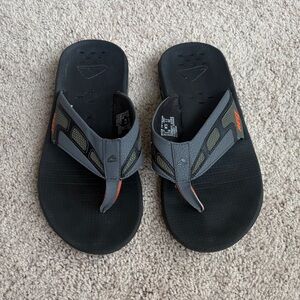 TC Men's Black and Gray Flip-Flops with Orange Accents